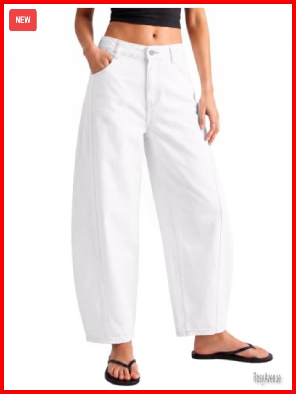 Womens Barrel Jeans Wide Leg Baggy Mid Rise Ankle Denim Pants
